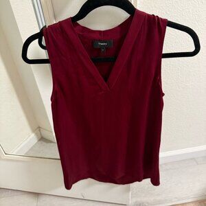 Theory red silk tank top